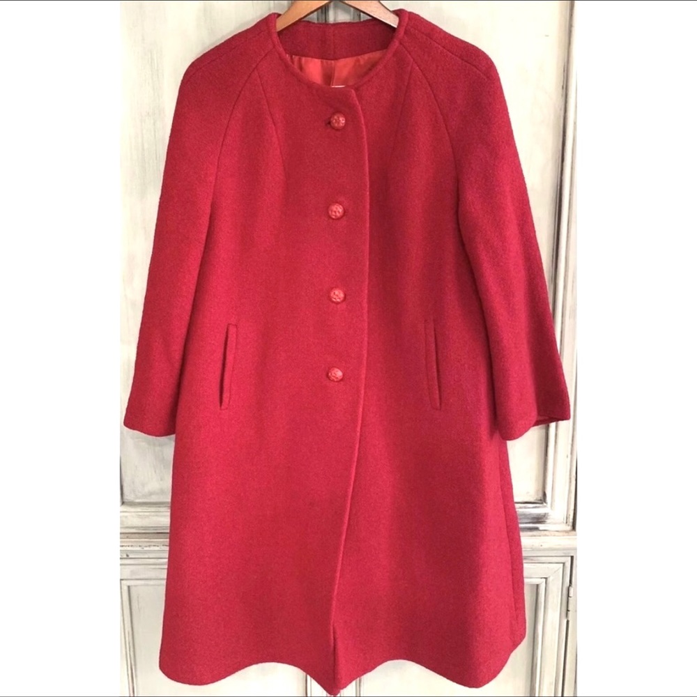 Forstmann Frizelda Vintage 60’s Red Wool Coat Sz 6 8 10